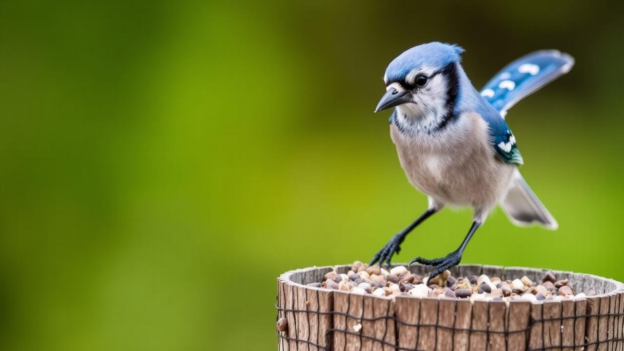 blue jay feeding